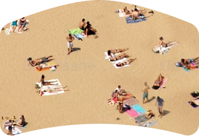 Aerial view of a beach, representing Tel Aviv